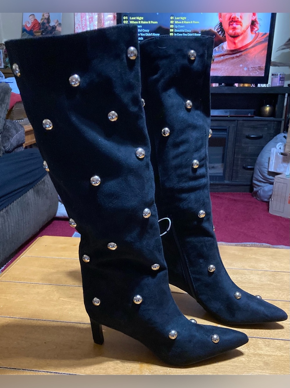 NWT Ladies A New Day Size 6.5 Stud-Accent Black Heeled Women's Boot